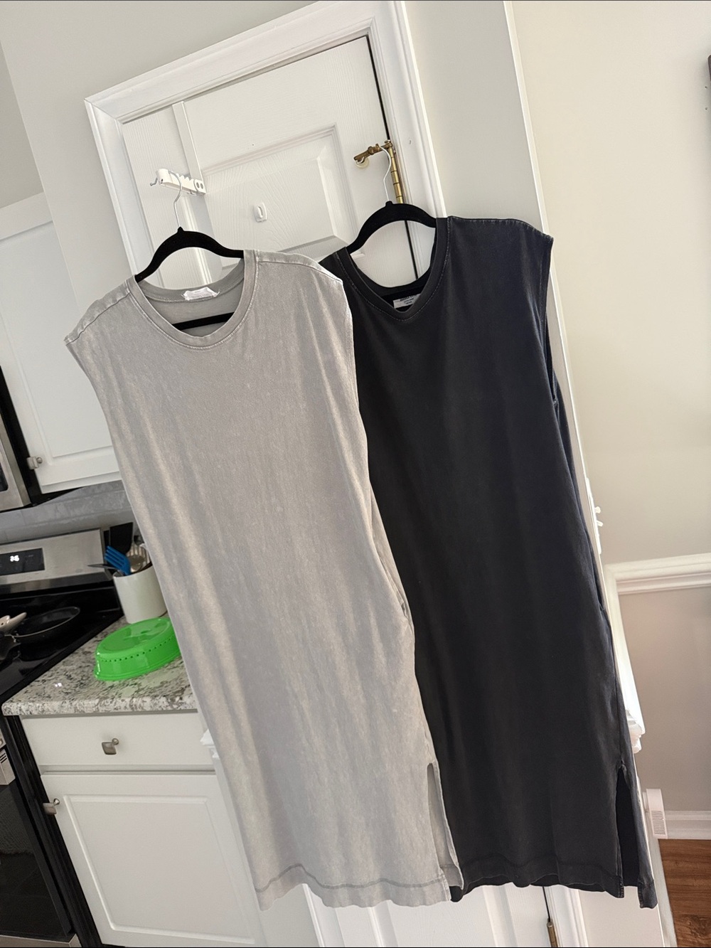 Double Zero Sleeveless Midi Tank Dresses in Light Gray and Charcoal (2)